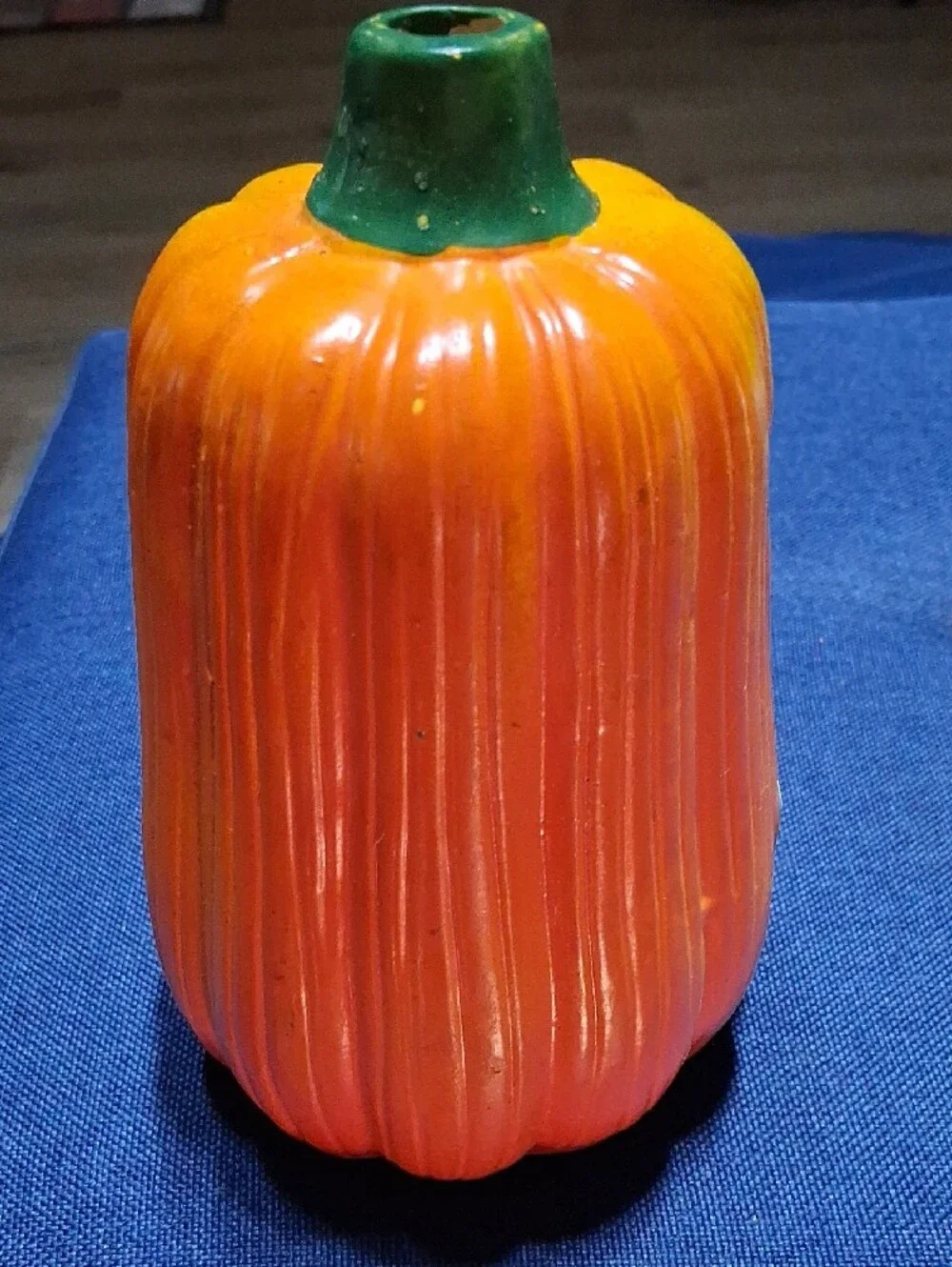 Vintage Orange Ceramic Pumpkin Lantern with Green Stem